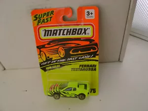 1993 MATCHBOX SUPERFAST #75 LIME GREEN FERRARI TESTAROSSA NEW ON CARD - Picture 1 of 5