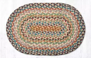 2 Braided Jute Oval Placemat/Trivet/Swatch. MULTICOLORED. Earth Rugs.10" x 15" - Picture 1 of 1