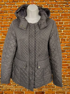 FRENCH CONNECTION COAT MEDIUM BROWN ZIP UP LIGHT QUILT PADDED JACKET HOOD WOMENS - Picture 1 of 9