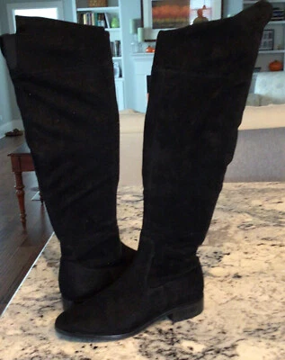 IVANKA TRUMP tall suede Black Over the Knee boots size 7 Preowned EUC - Image 1 of 4