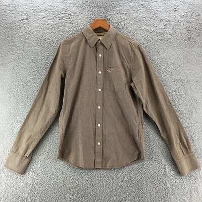 Hollister California Button Up Long Sleeve Shirt Mens Medium Brown Cotton Stripe - Image 1 of 4