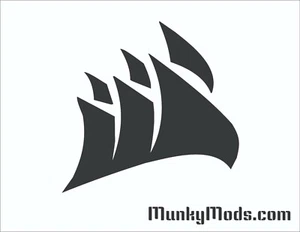 Corsair "Sail" Logo Computer PC Case Window Applique Vinyl Decal (Color Choices) - Picture 1 of 3