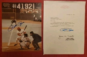 Pete Rose Hit #4192 Signed 8x10 photo & copy of Pete Rose signed LOA Cincinnati - Picture 1 of 4