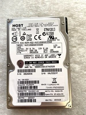 NetApp 108-00221 SP-422A-R5 HUC109060CSS600 600GB 10K SAS 2.5" 6Gbs Hard Drive - Image 1 of 3