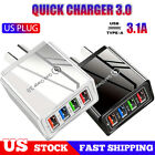 US 4 Port Fast Quick Charge QC 3.0 USB Hub Wall Home Charger Power Adapter Lot