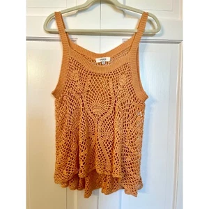 Camiseta sin mangas Umgee Crochet melocotón boho sin mangas tejido capas verano playa M/L - Imagen 1 de 6