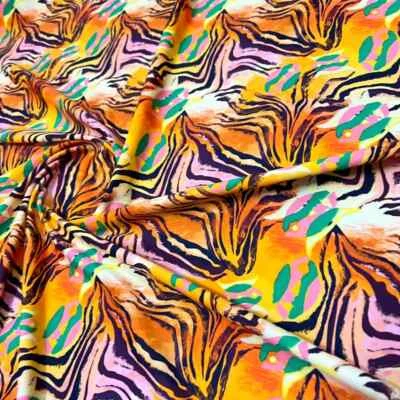 弹性纤维织物老虎动物印花4向弹力尼龙泳装 — 第 1/4 张图片