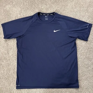 Nike Swim UPF 40+ Men's XL Shirt Swoosh Short Sleeve Dri Fit Navy Blue $40+ - Picture 1 of 6
