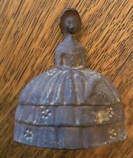Ornate solid cast brass church sanctuary bell 4" colonial girl in dress bonnet