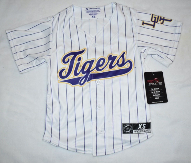 Men's ProSphere #1 White LSU Tigers Baseball Jersey