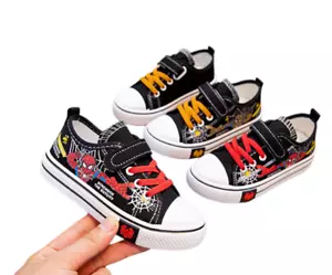 Spiderman Canvas Sneakers Comfort Breathable Boys Casual Shoes Kids Trainers - Picture 1 of 24