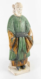 Antique Chinese Ming or Tang Sancai Green Amber Straw Glazed Priestess Temple - Picture 1 of 9