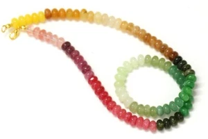 Beautiful Mix color Quartz smooth rondelle Beads Necklace,beautiful 7-8mm Multy - Picture 1 of 9