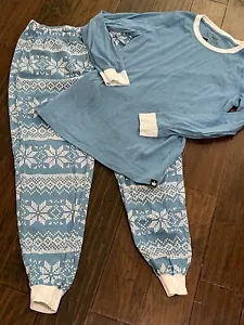 Littlest Prince 2 Piece Long Sleeve Pant Sleep Set Pajamas XXL Christmas Snowfla - Picture 1 of 12