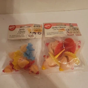 Vintage 1991 Wilton Clown Heads Decoration Cake Toppers, Picks  6 small, 4 Large - Picture 1 of 6