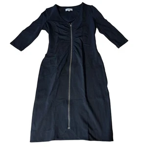 Veronika Maine Black Dress Womens Size 14 Full Zip A-Line Career Sexy Neutral - Picture 1 of 9
