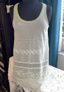 Camiseta sin mangas Free People para mujer talla S verde claro encaje ganchillo - Imagen 1 de 12