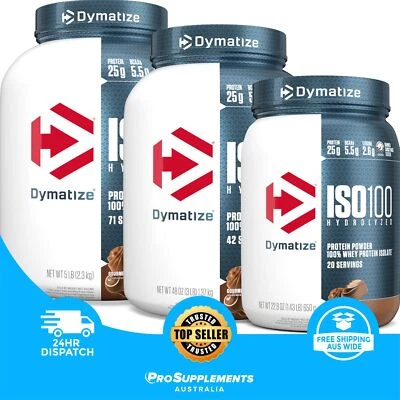 DYMATIZE ISO100 – 100% Hydrolyzed  Protein Isolate, 3 Sizes,  15 Flavours - image 1 of 4