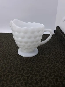 Vintage 1950s White Anchor Hocking Bubble Milk Glass Creamer - Picture 1 of 6