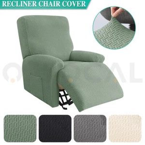 Knitted Twill Recliner Sofa Cover 4 Pieces Stretch Recliner Sofa Armchair Covers - Picture 1 of 19