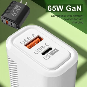 65W PD + USB A Fast Wall Charger Type C Cable For Samsung A16 A15 A25 A35 A55 5G - Picture 1 of 24