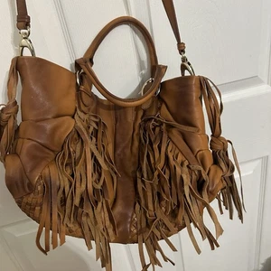 HYPE Leather Fringe Boho Bag Large GUC Hippie Western - Picture 1 of 11