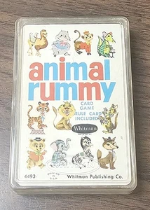 Vintage 1960s Whitman Animal Rummy Card Game 4493 with Plastic Case - Picture 1 of 2
