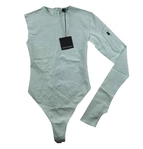 Entire Studios One Shoulder Bodysuit Womens XS Mint Green Thumb Hole Back Zip - Picture 1 of 5