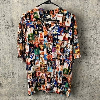 Camisa Playboy Pacsun Mediana Pliegue Central Revista Fundas Retro Rayón Campamento Para Hombres Foto 1 de 4