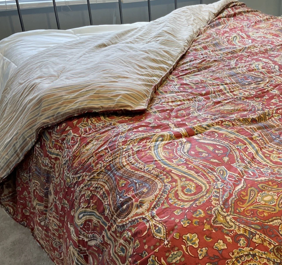 Edredón Lauren Ralph Lauren Nantucket Paisley Completo Reina Rojo Lujo Patrimonio Foto 1 de 4