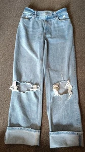 Guc Abercrombie & Fitch The 90's Straight Ultra High Rise Size 27/4 Distressed - Picture 1 of 10