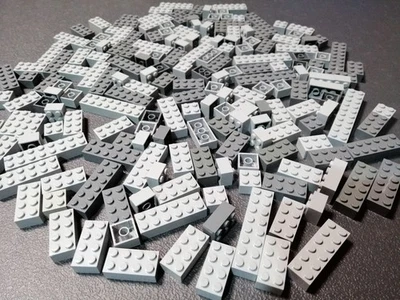 LEGO Konvolut 200 x  Basic Legosteine hellgrau dunkelgrau/ Grundbausteine grau - Bild 1 von 4