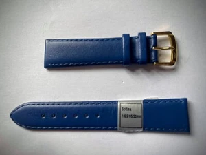 Rhein Fils 20 mm Original Weich Glattleder Uhrenarmband Brandneu Blau - Bild 1 von 3