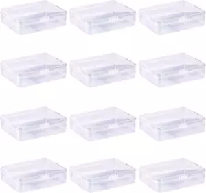 12 Pieces Rectangular Empty Mini Clear Plastic Organizer Storage Box Containers - Picture 1 of 12