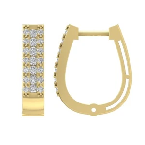 10K Yellow Gold Diamond Hoop Earrings for Women 1/4 cttw, I-J Color, 2.41g - Picture 1 of 5