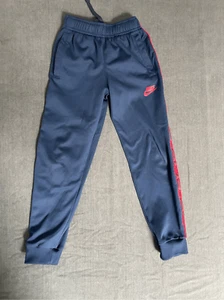 Nike Dri-FIT Boys Track Joggers Navy Red Logo Size Small - Picture 1 of 10