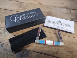 Schrade RARE Uncle Henry Custom Sway Back Pearl Turquoise Hdl 2.7" Knife #6UHTP - Picture 1 of 4