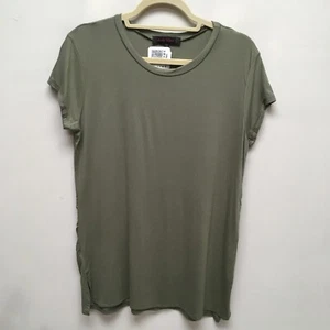 Shiela Rose Womens Olive Green Cap Sleeve Crew Neck Pullover T-Shirt L - Picture 1 of 8