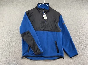 GAP Kids Fleece Pullover 1/4 Zip Blue Jacket in Youth Size 2XL Black Blue NEW - Picture 1 of 11
