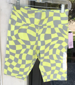 Wild Fable sz S Lime Green Gray Check High Rise Bike Shorts New Chartreus A12