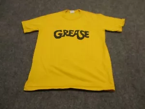 Vintage Grease Shirt Adult Medium Yellow Short Sleeve Mens Cotton Blend Movie - Picture 1 of 11