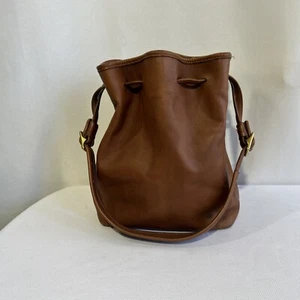 Coach Vintage 9165 Legacy Brown Leather Drawstring Bucket Bag Double Buckle Purs - Picture 1 of 12