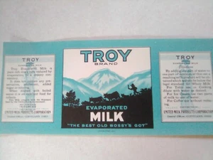 Vintage Label TROY Brand, Cleveland, Ohio, Milk, AN ORIGINAL 1920’s LABEL! - Bild 1 von 4
