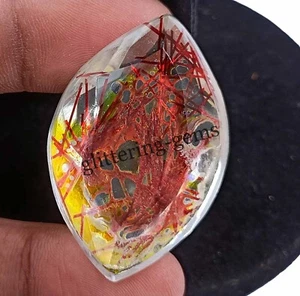 90 CT+ Top Quality Rutilated Quartz Bi Color Certified Marquise Cut Gemstone SA - Picture 1 of 8