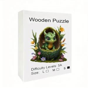 Handcrafted Wooden Dragon Hatchling Jigsaw Puzzle - New - Size A5 Small - Picture 1 of 2