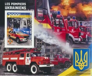 Níger Bloque 1 nuevo con goma original 2022 Ucrania Bomberos - Imagen 1 de 1
