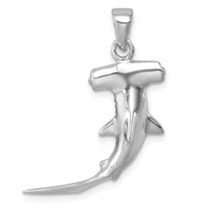 Sterling Silver Rhodium-plated Polished 3D Hammerhead Shark Pendant 3/4" tall - Picture 1 of 6
