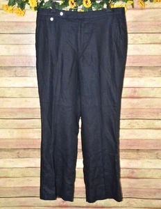 Chaps Women's Linen Pants Trousers Size 16 Straight Leg Black Lined Career MINT - Picture 1 of 8