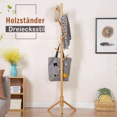 Garderobenständer Kleiderständer Standgarderobe Garderobe Holz mit 8 Haken - Bild 1 von 4