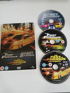 Fast and Furious + 2 Fast 2 Tokyo Drift Trilogy 3 X DVD Steelbook - Am - Picture 1 of 8